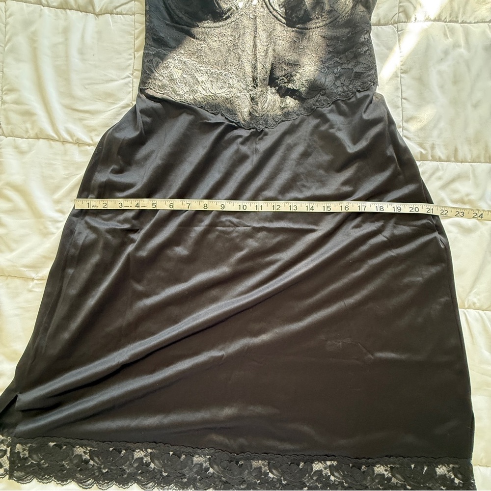 Vintage Dolores for Poirettes Black Lace Slip Dress Size 38 - 60s to 70s - Picture 12 of 13